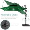 imageBest Choice Products 10ft Square Cantilever Patio Umbrella wBase Included Woodgrain Pattern Pole ampamp Solar LED Lights 360Rotation Offset Hanging Outdoor Shade  Sky BlueGreen