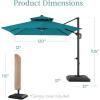 imageBest Choice Products 10ft Square Cantilever Patio Umbrella wBase Included Woodgrain Pattern Pole ampamp Solar LED Lights 360Rotation Offset Hanging Outdoor Shade  Sky BlueCerulean