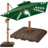 imageBest Choice Products 10ft Square Cantilever Patio Umbrella wBase Included Woodgrain Pattern Pole ampamp Solar LED Lights 360Rotation Offset Hanging Outdoor Shade  Sky BlueGreen
