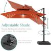 imageBest Choice Products 10ft Square Cantilever Patio Umbrella wBase Included Woodgrain Pattern Pole ampamp Solar LED Lights 360Rotation Offset Hanging Outdoor Shade  Sky BlueRust