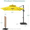 imageBest Choice Products 10ft Square Cantilever Patio Umbrella wBase Included Woodgrain Pattern Pole ampamp Solar LED Lights 360Rotation Offset Hanging Outdoor Shade  Sky BlueYellow