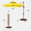 imageBest Choice Products 10ft Square Cantilever Patio Umbrella wBase Included Woodgrain Pattern Pole ampamp Solar LED Lights 360Rotation Offset Hanging Outdoor Shade  Sky BlueYellow