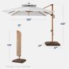 imageBest Choice Products 10ft Square Cantilever Patio Umbrella wBase Included Woodgrain Pattern Pole ampamp Solar LED Lights 360Rotation Offset Hanging Outdoor Shade  Sky BlueFog Gray