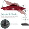imageBest Choice Products 10ft Square Cantilever Patio Umbrella wBase Included Woodgrain Pattern Pole ampamp Solar LED Lights 360Rotation Offset Hanging Outdoor Shade  Sky BlueBurgundy