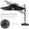 imageBest Choice Products 10ft Square Cantilever Patio Umbrella wBase Included Woodgrain Pattern Pole ampamp Solar LED Lights 360Rotation Offset Hanging Outdoor Shade  Sky BlueBlack