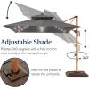 imageBest Choice Products 10ft Square Cantilever Patio Umbrella wBase Included Woodgrain Pattern Pole ampamp Solar LED Lights 360Rotation Offset Hanging Outdoor Shade  Sky BlueGray