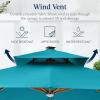 imageBest Choice Products 10ft Square Cantilever Patio Umbrella wBase Included Woodgrain Pattern Pole ampamp Solar LED Lights 360Rotation Offset Hanging Outdoor Shade  Sky BlueCerulean