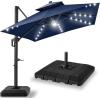 imageBest Choice Products 10ft Square Cantilever Patio Umbrella wBase Included Woodgrain Pattern Pole ampamp Solar LED Lights 360Rotation Offset Hanging Outdoor Shade  Sky BlueNavy Blue
