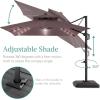 imageBest Choice Products 10ft Square Cantilever Patio Umbrella wBase Included Woodgrain Pattern Pole ampamp Solar LED Lights 360Rotation Offset Hanging Outdoor Shade  Sky BlueDeep Taupe