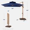 imageBest Choice Products 10ft Square Cantilever Patio Umbrella wBase Included Woodgrain Pattern Pole ampamp Solar LED Lights 360Rotation Offset Hanging Outdoor Shade  Sky BlueNavy Blue