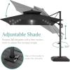 imageBest Choice Products 10ft Square Cantilever Patio Umbrella wBase Included Woodgrain Pattern Pole ampamp Solar LED Lights 360Rotation Offset Hanging Outdoor Shade  Sky BlueGray