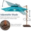 imageBest Choice Products 10ft Square Cantilever Patio Umbrella wBase Included Woodgrain Pattern Pole ampamp Solar LED Lights 360Rotation Offset Hanging Outdoor Shade  Sky BlueCerulean