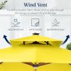 imageBest Choice Products 10ft Square Cantilever Patio Umbrella wBase Included Woodgrain Pattern Pole ampamp Solar LED Lights 360Rotation Offset Hanging Outdoor Shade  Sky BlueYellow