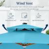 imageBest Choice Products 10ft Square Cantilever Patio Umbrella wBase Included Woodgrain Pattern Pole ampamp Solar LED Lights 360Rotation Offset Hanging Outdoor Shade  Sky BlueSky Blue