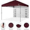 imageBest Choice Products 10x10ft Easy Pop Up Canopy wSide Wall 10 Pockets Portable Carrying Case 1Button Setup 4 Weight Bags  American FlagBurgundy