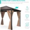 imageBest Choice Products 10x10ft Hardtop Gazebo Outdoor Aluminum Canopy for Backyard Patio Garden wSide Curtains Mosquito Netting Zippered Door