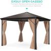 imageBest Choice Products 10x10ft Hardtop Gazebo Outdoor Aluminum Canopy for Backyard Patio Garden wSide Curtains Mosquito Netting Zippered Door