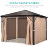 imageBest Choice Products 10x10ft Hardtop Gazebo Outdoor Aluminum Canopy for Backyard Patio Garden wSide Curtains Mosquito Netting Zippered Door