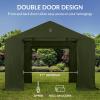 imageBest Choice Products 10x8ft Outdoor Storage Shed Carport Canopy Shelter Dual Doors ampamp Windows Metal Frame WeatherResistant Perfect for Storing Motorcycle Bike Garden Tools  GrayForest Green