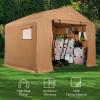 imageBest Choice Products 10x8ft Outdoor Storage Shed Carport Canopy Shelter Dual Doors ampamp Windows Metal Frame WeatherResistant Perfect for Storing Motorcycle Bike Garden Tools  GrayTan