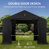 imageBest Choice Products 10x8ft Outdoor Storage Shed Carport Canopy Shelter Dual Doors ampamp Windows Metal Frame WeatherResistant Perfect for Storing Motorcycle Bike Garden Tools  GrayBlack