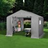 imageBest Choice Products 10x8ft Outdoor Storage Shed Carport Canopy Shelter Dual Doors ampamp Windows Metal Frame WeatherResistant Perfect for Storing Motorcycle Bike Garden Tools  GrayGray