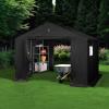 imageBest Choice Products 10x8ft Outdoor Storage Shed Carport Canopy Shelter Dual Doors ampamp Windows Metal Frame WeatherResistant Perfect for Storing Motorcycle Bike Garden Tools  GrayBlack
