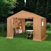imageBest Choice Products 10x8ft Outdoor Storage Shed Carport Canopy Shelter Dual Doors ampamp Windows Metal Frame WeatherResistant Perfect for Storing Motorcycle Bike Garden Tools  GrayTan