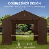 imageBest Choice Products 10x8ft Outdoor Storage Shed Carport Canopy Shelter Dual Doors ampamp Windows Metal Frame WeatherResistant Perfect for Storing Motorcycle Bike Garden Tools  GrayBrown