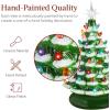 imageBest Choice Products 15in Ceramic Christmas Tree Prelit HandPainted Tabletop Holiday Tree Star Topper 64 Lights  Green wMulticolored BulbsFrosted W Multicolored Lights