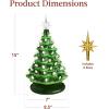 imageBest Choice Products 15in Ceramic Christmas Tree Prelit HandPainted Tabletop Holiday Tree Star Topper 64 Lights  Green wMulticolored BulbsGreen W Warm White Lights