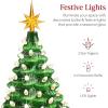 imageBest Choice Products 15in Ceramic Christmas Tree Prelit HandPainted Tabletop Holiday Tree Star Topper 64 Lights  Green wMulticolored BulbsGreen W Warm White Lights