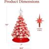 imageBest Choice Products 15in Ceramic Christmas Tree Prelit HandPainted Tabletop Holiday Tree Star Topper 64 Lights  Green wMulticolored BulbsPeppermint