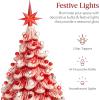 imageBest Choice Products 15in Ceramic Christmas Tree Prelit HandPainted Tabletop Holiday Tree Star Topper 64 Lights  Green wMulticolored BulbsPeppermint