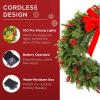 imageBest Choice Products 24in PreLit Battery Powered Christmas Wreath Artificial PreDecorated Holiday Accent w 70 Lights 96 PVC Tips Ribbons Pine Cones30in