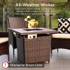 imageBest Choice Products 28in Gas Fire Pit Table 50000 BTU Outdoor Wicker Patio Propane Firepit wFaux Wood Tabletop Clear Glass Rocks Cover Hideaway Tank Holder Lid  Ash GrayGray