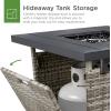 imageBest Choice Products 28in Gas Fire Pit Table 50000 BTU Outdoor Wicker Patio Propane Firepit wFaux Wood Tabletop Clear Glass Rocks Cover Hideaway Tank Holder Lid  Ash GrayGray