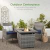 imageBest Choice Products 28in Gas Fire Pit Table 50000 BTU Outdoor Wicker Patio Propane Firepit wFaux Wood Tabletop Clear Glass Rocks Cover Hideaway Tank Holder Lid  Ash GrayGray