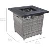 imageBest Choice Products 28in Gas Fire Pit Table 50000 BTU Outdoor Wicker Patio Propane Firepit wFaux Wood Tabletop Clear Glass Rocks Cover Hideaway Tank Holder Lid  Ash GrayGray