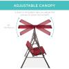 imageBest Choice Products 2Person Outdoor Patio Swing Chair Hanging Glider Porch Bench for Garden Poolside Backyard wConvertible Canopy Adjustable Shade Removable Cushions  BurgundyBurgundy