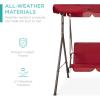 imageBest Choice Products 2Person Outdoor Patio Swing Chair Hanging Glider Porch Bench for Garden Poolside Backyard wConvertible Canopy Adjustable Shade Removable Cushions  BurgundyBurgundy