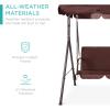 imageBest Choice Products 2Person Outdoor Patio Swing Chair Hanging Glider Porch Bench for Garden Poolside Backyard wConvertible Canopy Adjustable Shade Removable Cushions  BurgundyBrown