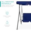 imageBest Choice Products 2Person Outdoor Patio Swing Chair Hanging Glider Porch Bench for Garden Poolside Backyard wConvertible Canopy Adjustable Shade Removable Cushions  BurgundyNavy Blue