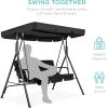 imageBest Choice Products 2Person Outdoor Patio Swing Chair Hanging Glider Porch Bench for Garden Poolside Backyard wConvertible Canopy Adjustable Shade Removable Cushions  BurgundyBlack