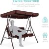 imageBest Choice Products 2Person Outdoor Patio Swing Chair Hanging Glider Porch Bench for Garden Poolside Backyard wConvertible Canopy Adjustable Shade Removable Cushions  BurgundyBrown