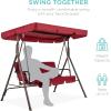 imageBest Choice Products 2Person Outdoor Patio Swing Chair Hanging Glider Porch Bench for Garden Poolside Backyard wConvertible Canopy Adjustable Shade Removable Cushions  BurgundyBurgundy