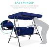 imageBest Choice Products 2Person Outdoor Patio Swing Chair Hanging Glider Porch Bench for Garden Poolside Backyard wConvertible Canopy Adjustable Shade Removable Cushions  BurgundyNavy Blue