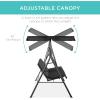 imageBest Choice Products 2Person Outdoor Patio Swing Chair Hanging Glider Porch Bench for Garden Poolside Backyard wConvertible Canopy Adjustable Shade Removable Cushions  BurgundyBlack