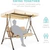 imageBest Choice Products 2Person Outdoor Patio Swing Chair Hanging Glider Porch Bench for Garden Poolside Backyard wConvertible Canopy Adjustable Shade Removable Cushions  BurgundyBeige