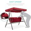 imageBest Choice Products 2Person Outdoor Patio Swing Chair Hanging Glider Porch Bench for Garden Poolside Backyard wConvertible Canopy Adjustable Shade Removable Cushions  BurgundyBurgundy